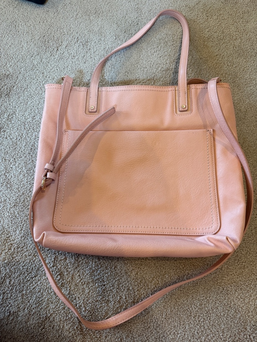 LC Lauren Conrad Pale Pink Leather Tote with Front Pocket
